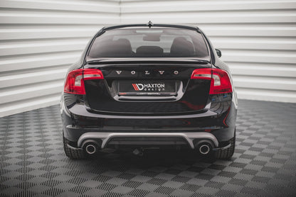 Heck Ansatz Flaps Diffusor für Volvo S60 R-Design Mk2 Facelift schwarz Hochglanz