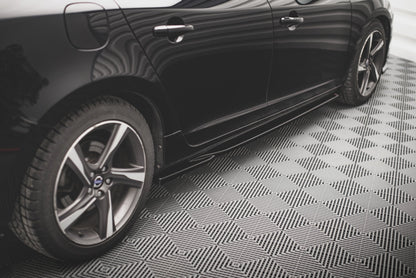 Seitenschweller Ansatz für Volvo S60 R-Design Mk2 schwarz Hochglanz