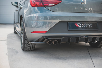 Heck Ansatz Flaps Diffusor für SEAT Leon Mk3 FR Facelift schwarz Hochglanz