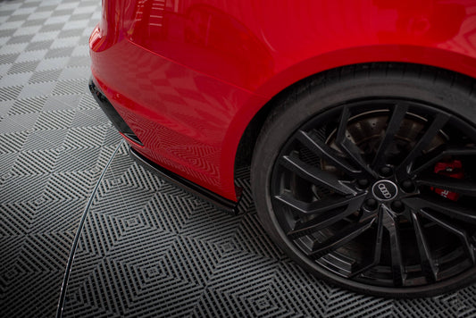 Heck Ansatz Flaps Diffusor für Audi RS4 B9 / B9 Facelift  schwarz Hochglanz