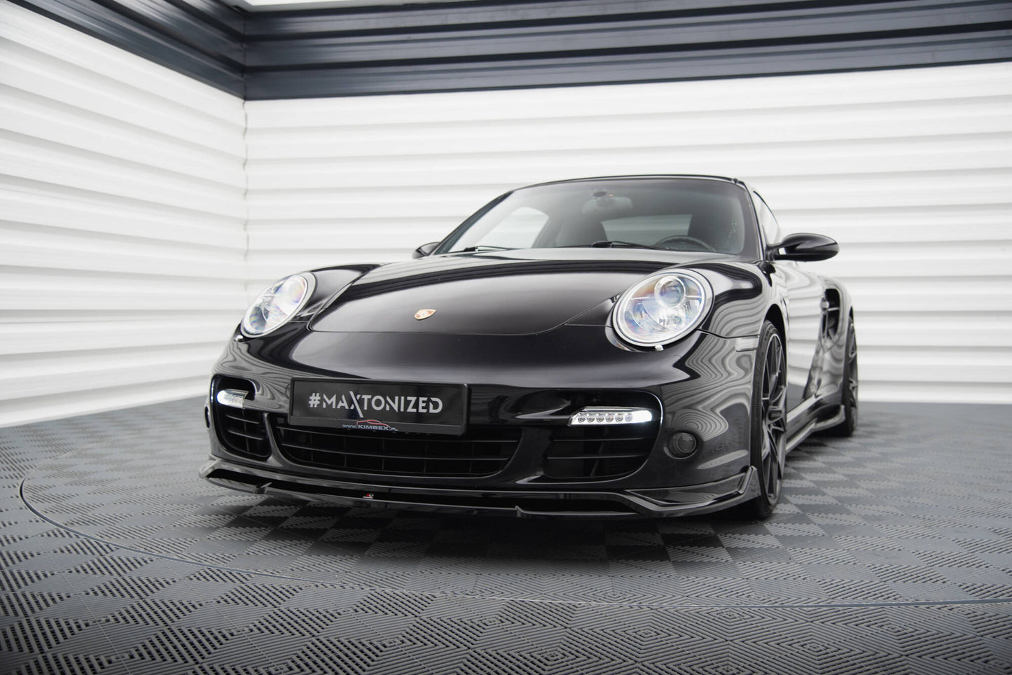 Front Ansatz für Porsche 911 Turbo 997 schwarz Hochglanz