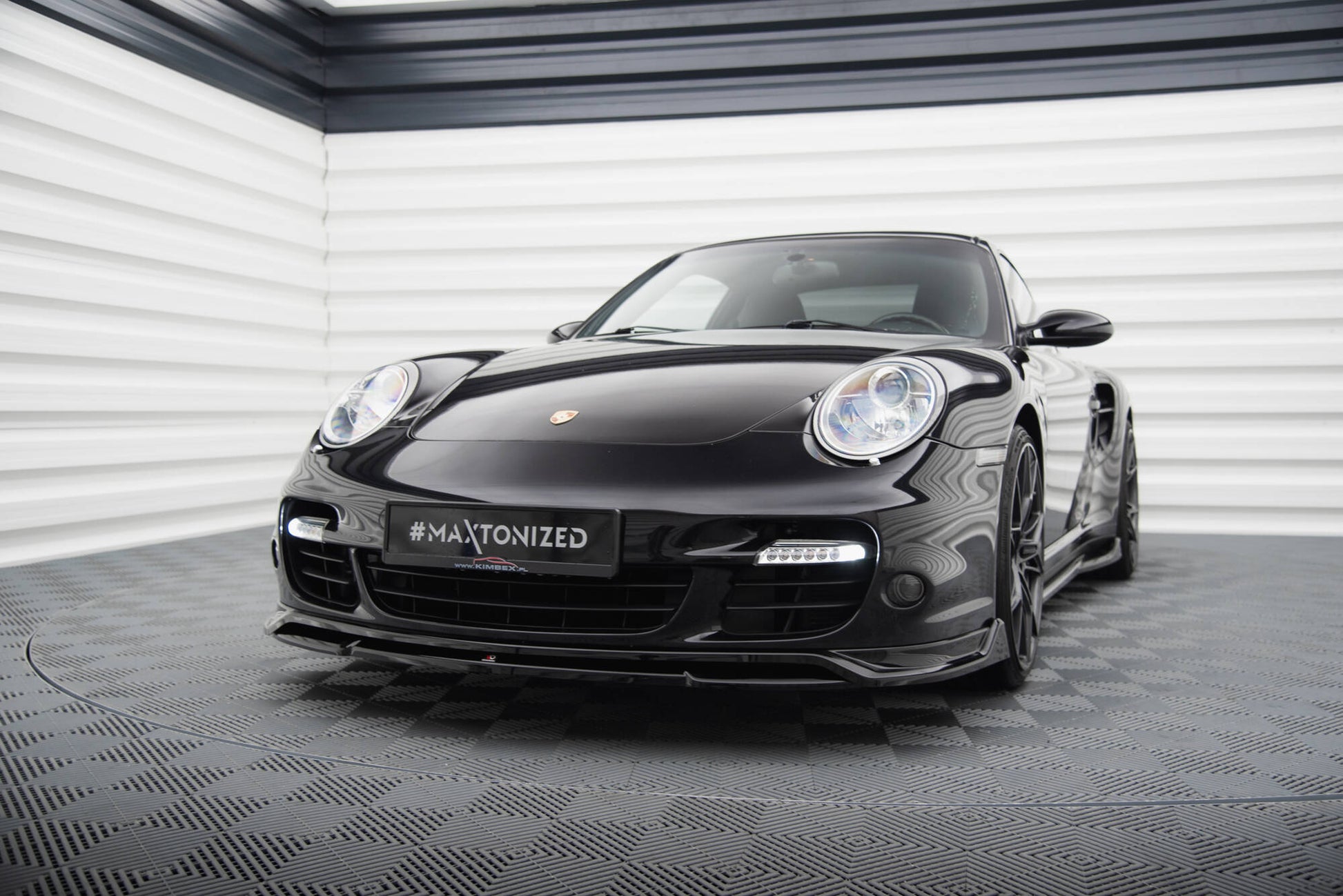 Front Ansatz für Porsche 911 Turbo 997 schwarz Hochglanz