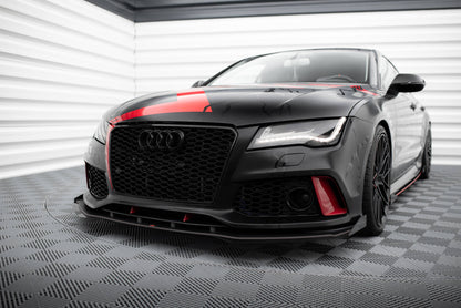 Street Pro Front Ansatz für +Flaps für + Flaps Audi A7 RS7 Look C7 schwarz Hochglanz