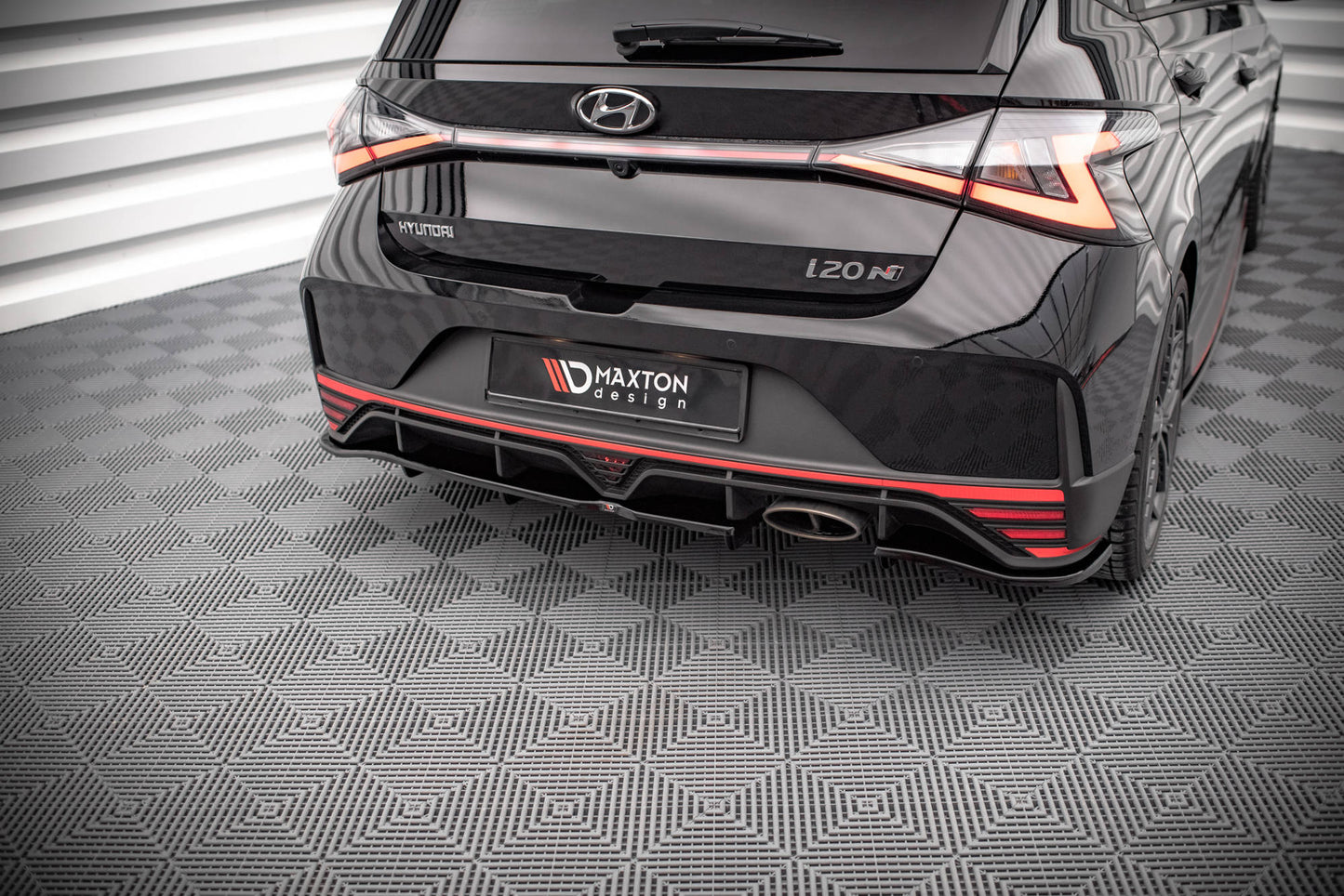 Mittlerer Cup Diffusor DTM Look Heck Ansatz für Hyundai I20 N Mk3 schwarz Hochglanz