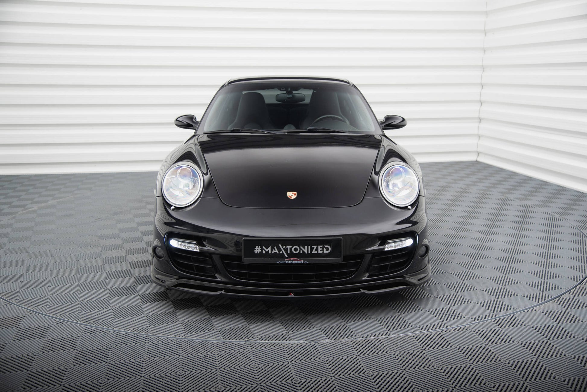 Front Ansatz für Porsche 911 Turbo 997 schwarz Hochglanz