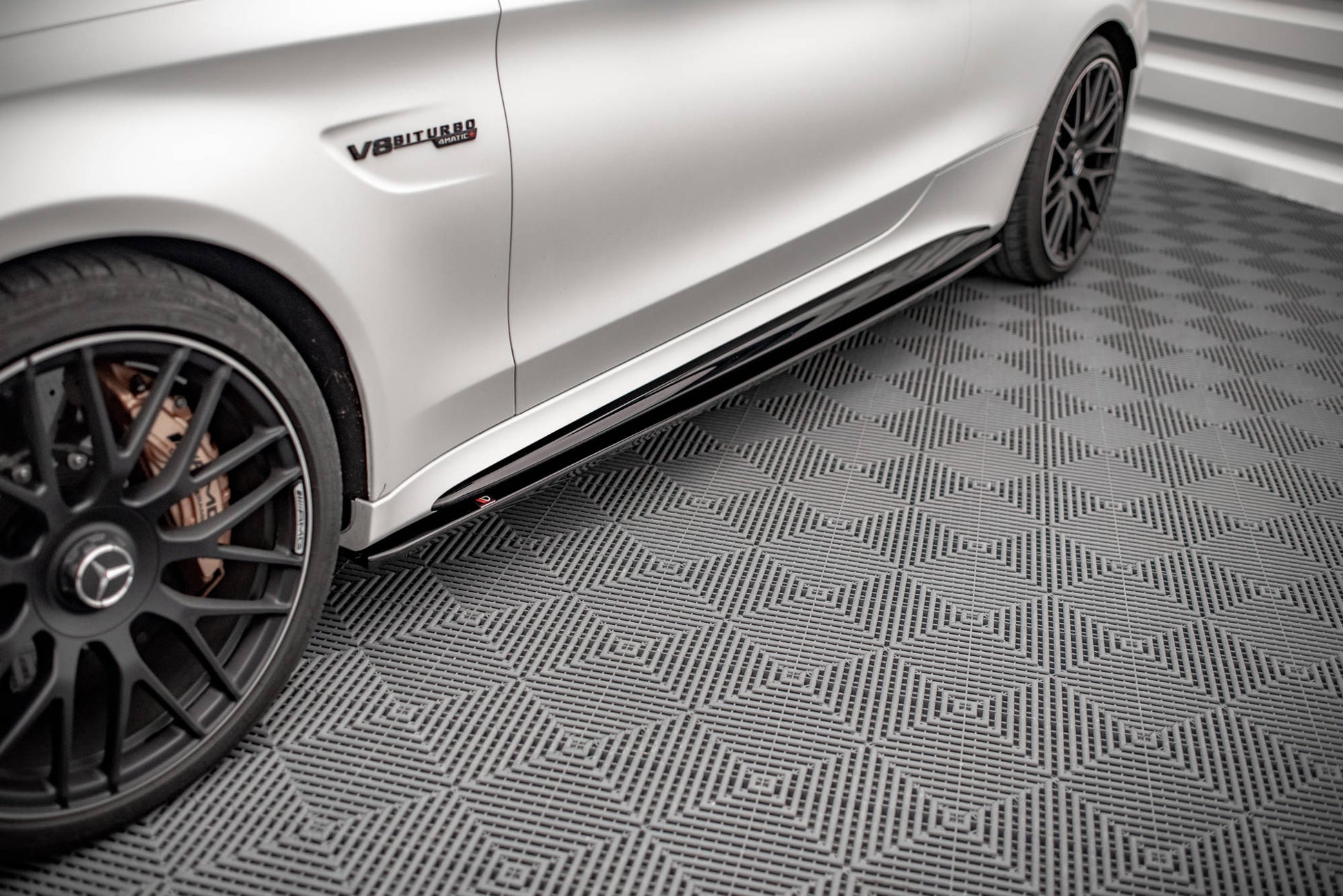 Seitenschweller Ansatz für V.1 für Mercedes-AMG C 63 AMG Coupe C205 Facelift schwarz Hochglanz