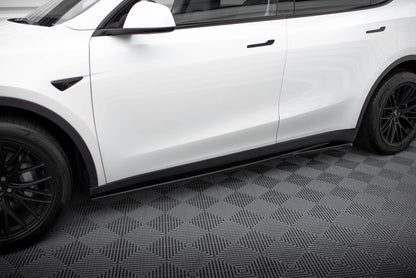 Seitenschweller Ansatz für V.1 für Tesla Model Y schwarz Hochglanz