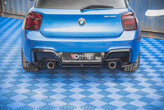 Heck Ansatz Flaps Diffusor V.2 für (Für heckansatz v.1) BMW M135i F20 schwarz Hochglanz