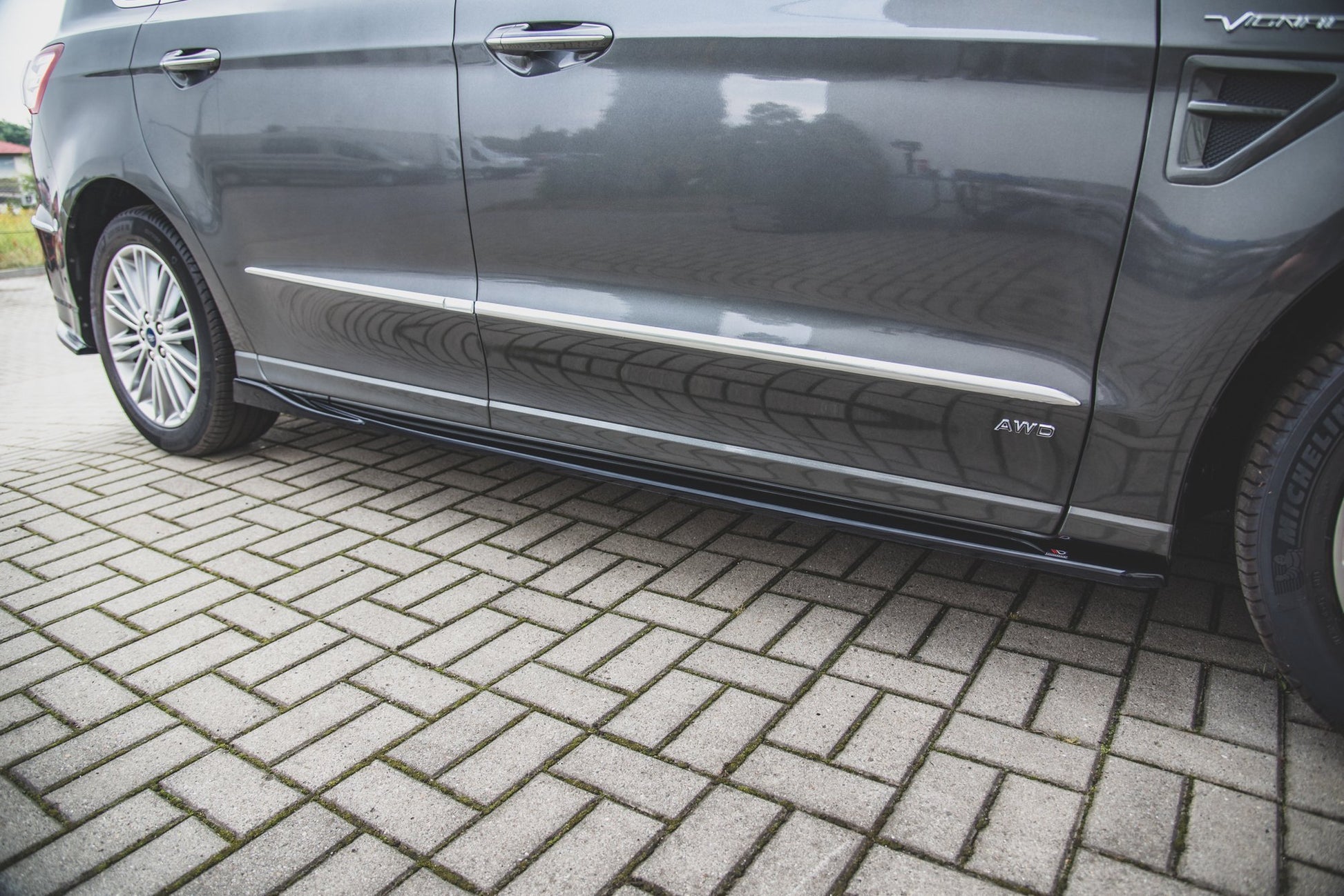 Seitenschweller Ansatz für Ford S-Max Mk2 Facelift schwarz matt