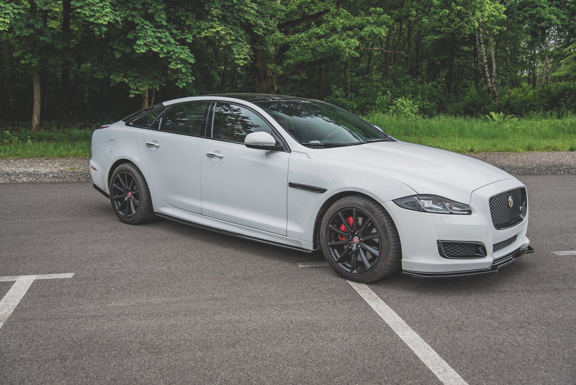 Seitenschweller Ansatz für Jaguar XJ R-Sport X351 Facelift schwarz Hochglanz