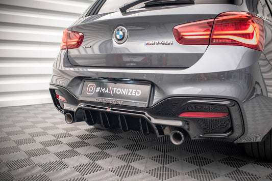 Diffusor Heck Ansatz für Bmw 1 F20/ F21 Facelift M-Power schwarz Hochglanz