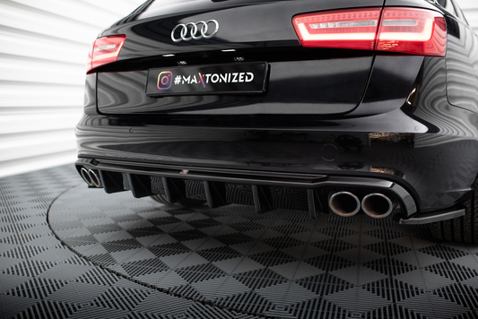 Diffusor Heck Ansatz für Audi A6 Limousine / Avant C7 (Doppelauspuff li. re.)