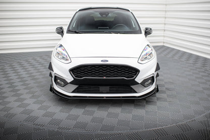 Street Pro Front Ansatz für für + Front Stoßstangen Racing Flaps passend für Ford Fiesta Mk8 ST / ST-Line schwarz Hochglanz
