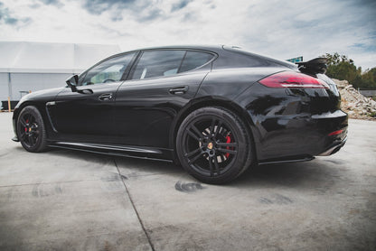 Heck Ansatz Flaps Diffusor für Porsche Panamera Turbo 970 Facelift schwarz Hochglanz
