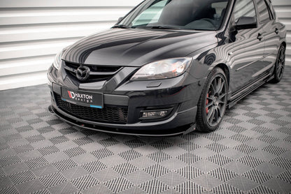 Street Pro Front Ansatz für + Flaps für V.1 + Flaps Mazda 3 MPS Mk1 schwarz Hochglanz