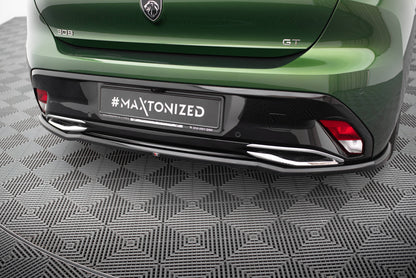 Mittlerer Cup Diffusor DTM Look Heck Ansatz für Peugeot 308 GT Hatchback Mk3 schwarz Hochglanz