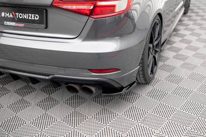 Heck Ansatz Flaps Diffusor V.1 für Audi S3 Sportback 8V Facelift schwarz Hochglanz