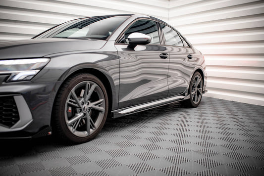 Street Pro Seitenschweller Ansatz für + Flaps Audi S3 / A3 S-Line 8Y / 8Y Facelift schwarz Hochglanz