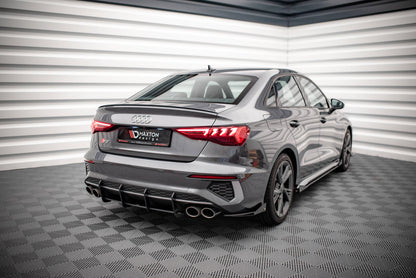 Street Pro Heck Ansatz Flaps Diffusor +Flaps für Audi S3 Limousine 8Y schwarz Hochglanz