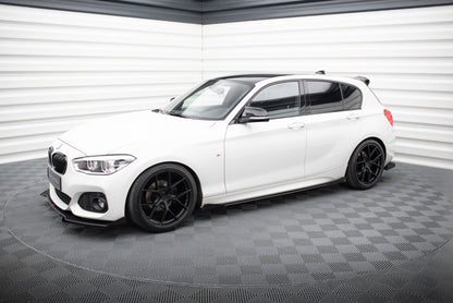 Street Pro Seitenschweller Ansatz V.2 für + Flaps für BMW 1er F20 M135i / M140i / M-Paket  schwarz Hochglanz