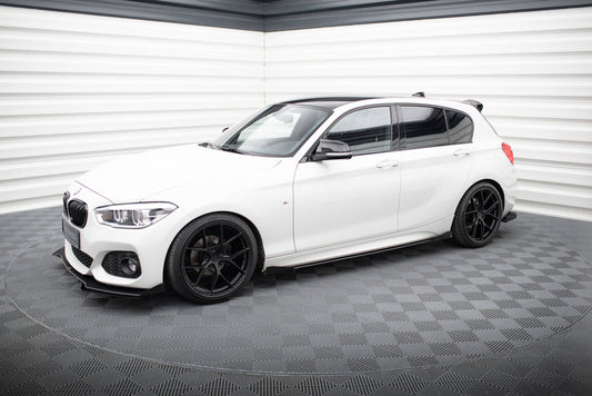 Street Pro Seitenschweller Ansatz V.2 für + Flaps für BMW 1er F20 M135i / M140i / M-Paket  schwarz Hochglanz
