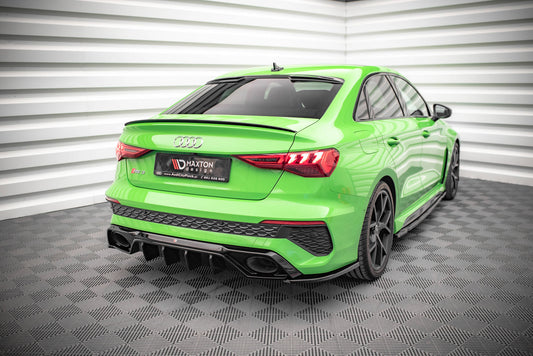 Heck Ansatz Flaps Diffusor für Audi RS3 Limousine 8Y schwarz Hochglanz