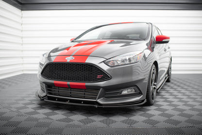 Front Ansatz V.4 für Ford Focus ST Mk3 Facelift schwarz Hochglanz