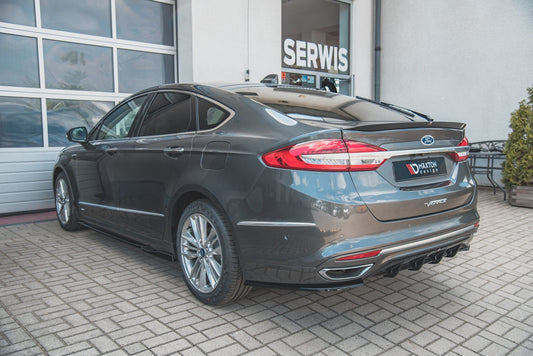 Heck Ansatz Flaps Diffusor für Ford Mondeo Vignale Mk5 Facelift schwarz matt