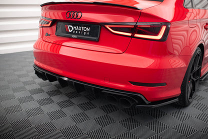 Diffusor Heck Ansatz für Audi S3 Limousine 8V schwarz Hochglanz