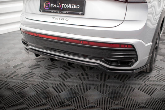 Mittlerer Cup Diffusor DTM Look Heck Ansatz für VW Taigo R-Line Mk1 schwarz Hochglanz