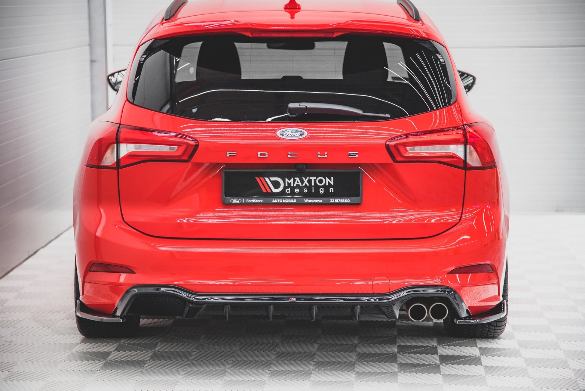 Diffusor Heck Ansatz für Ford Focus ST-Line Kombi Mk4 schwarz Hochglanz