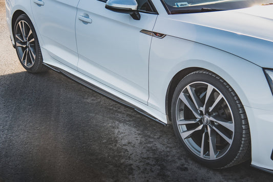 Seitenschweller Ansatz für Audi S5 / A5 S-Line Sportback F5 Facelift schwarz Hochglanz