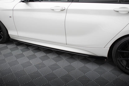 Street Pro Seitenschweller Ansatz V.2 für + Flaps für BMW 1er F20 M135i / M140i / M-Paket  schwarz Hochglanz