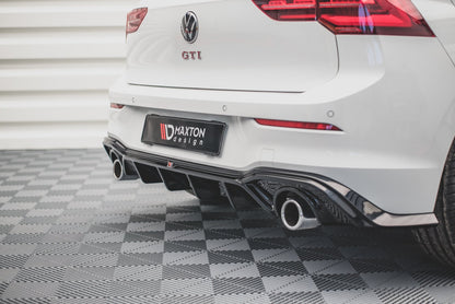 Diffusor Heck Ansatz V.2 für VW Golf GTI Mk8 schwarz Hochglanz
