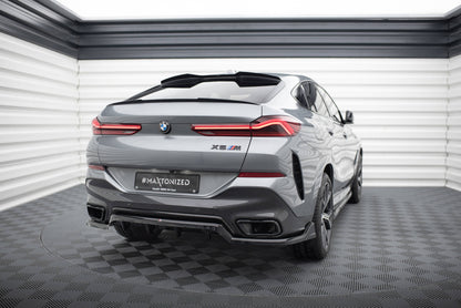 Mittlerer Cup Diffusor DTM Look Heck Ansatz V.2 für BMW X6 M-Paket G06 Facelift schwarz Hochglanz