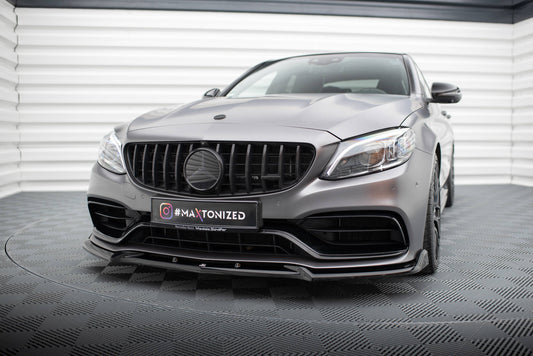 Front Ansatz V.2 für Mercedes-AMG C63 Limousine / Kombi W205 Facelift schwarz Hochglanz