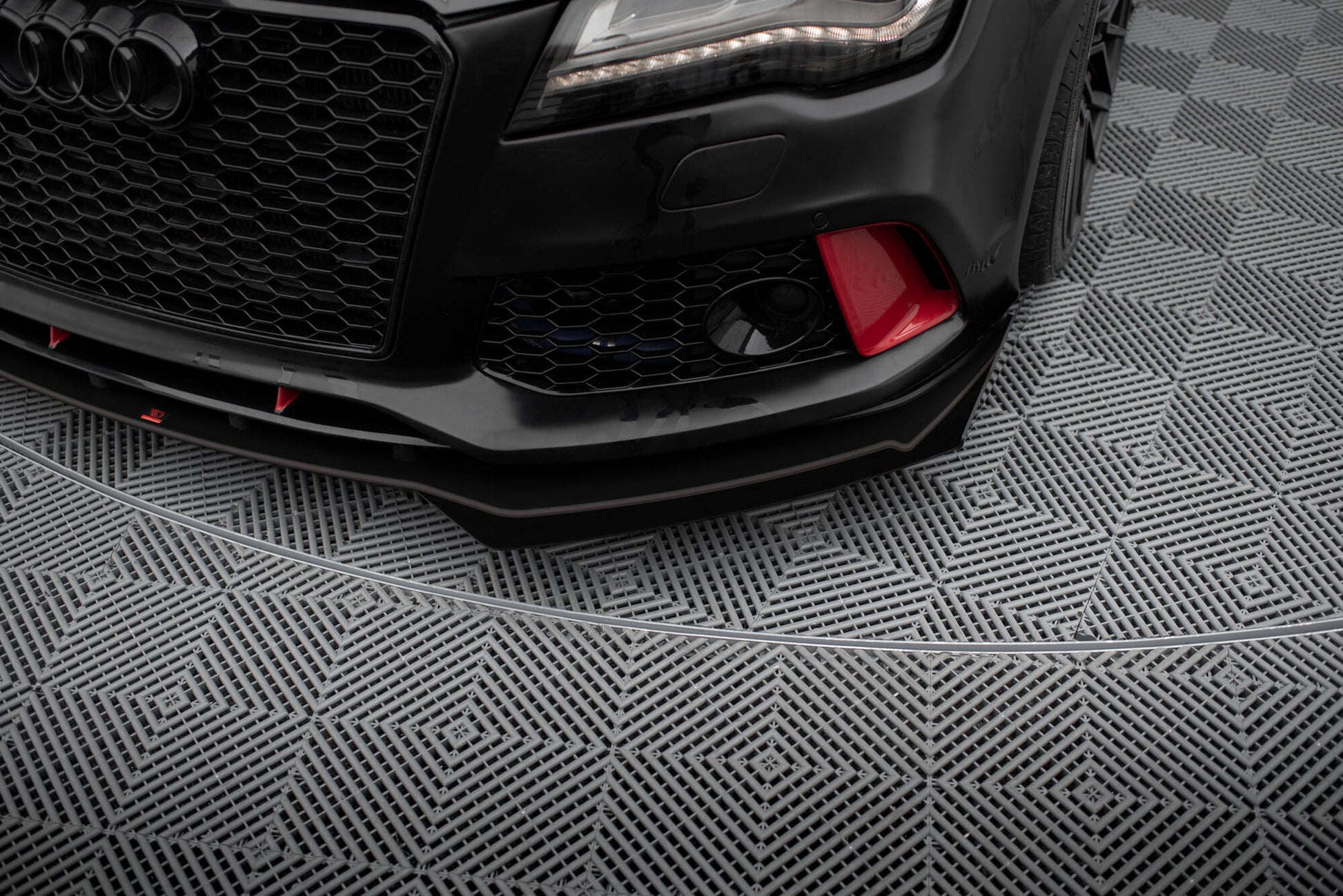 Street Pro Front Ansatz für +Flaps für + Flaps Audi A7 RS7 Look C7 schwarz Hochglanz