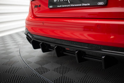 Diffusor Heck Ansatz für Audi RS4 B9 / B9 Facelift  schwarz Hochglanz