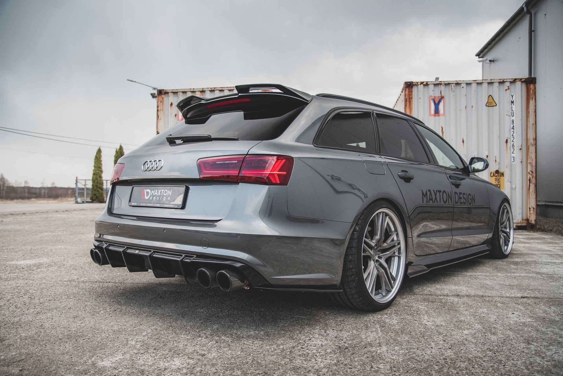 Diffusor Heck Ansatz V.1 für Audi S6 C7 Facelift schwarz Hochglanz