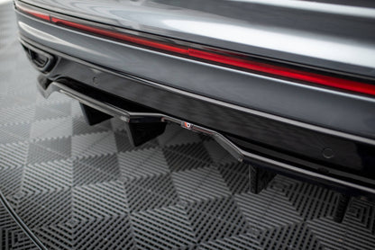 Mittlerer Cup Diffusor DTM Look Heck Ansatz für VW Tiguan Allspace R-Line Mk2 Facelift schwarz Hochglanz