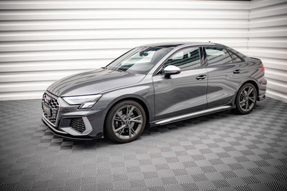 Street Pro Seitenschweller Ansatz + Flaps für Audi S3 / A3 S-Line 8Y / 8Y Facelift schwarz Hochglanz