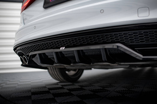 Mittlerer Cup Diffusor DTM Look Heck Ansatz für Audi A4 Competition B8 Facelift schwarz Hochglanz