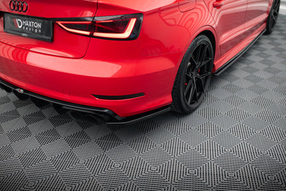 Heck Ansatz Flaps Diffusor für Audi S3 Limousine 8V schwarz Hochglanz