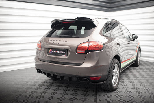 Diffusor Heck Ansatz für Porsche Cayenne Turbo / Standard Mk2 schwarz Hochglanz