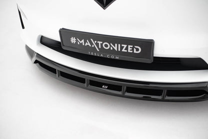 Front Ansatz V.3 für Tesla Model X Mk1 Facelift schwarz Hochglanz