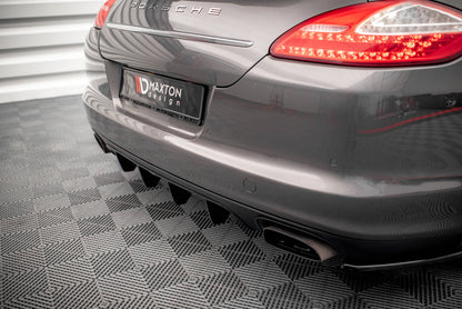 Diffusor Heck Ansatz für Porsche Panamera / Panamera Diesel 970 schwarz Hochglanz