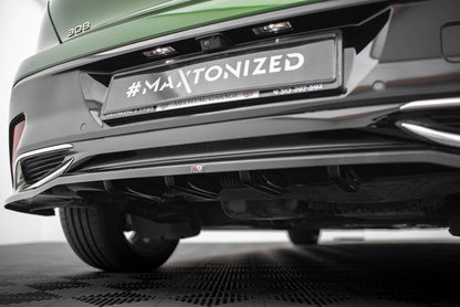 Mittlerer Cup Diffusor DTM Look Heck Ansatz für Peugeot 308 GT Hatchback Mk3 schwarz Hochglanz
