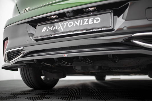 Mittlerer Cup Diffusor DTM Look Heck Ansatz für Peugeot 308 GT Hatchback Mk3 schwarz Hochglanz