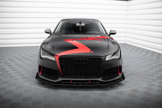 Street Pro Front Ansatz für +Flaps für + Flaps Audi A7 RS7 Look C7 schwarz Hochglanz