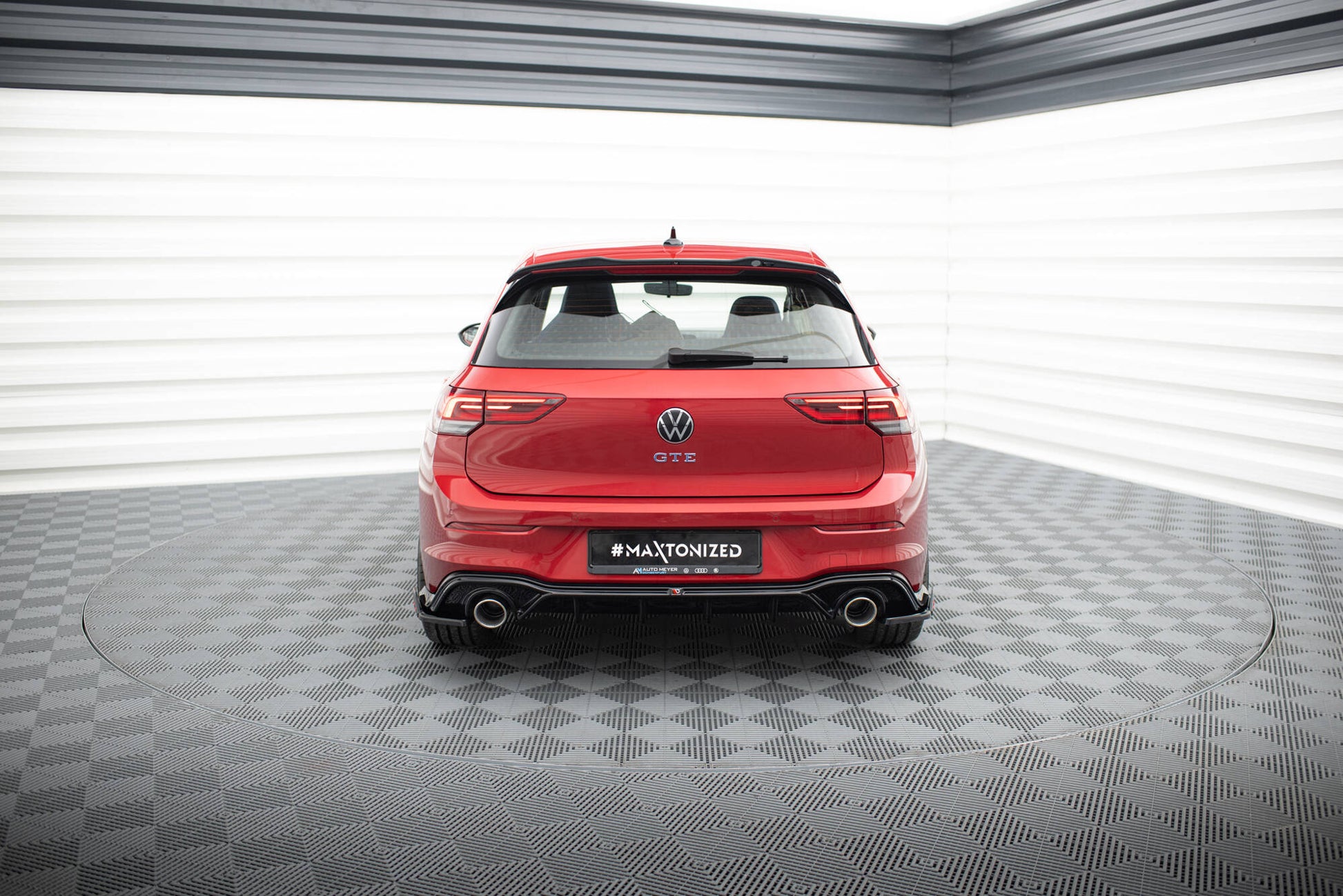 Diffusor Heck Ansatz für + Endschalldampfer Sportauspuff Attrappe Volkswagen Golf GTE / R-Line Mk8 / Mk8 Facelift
